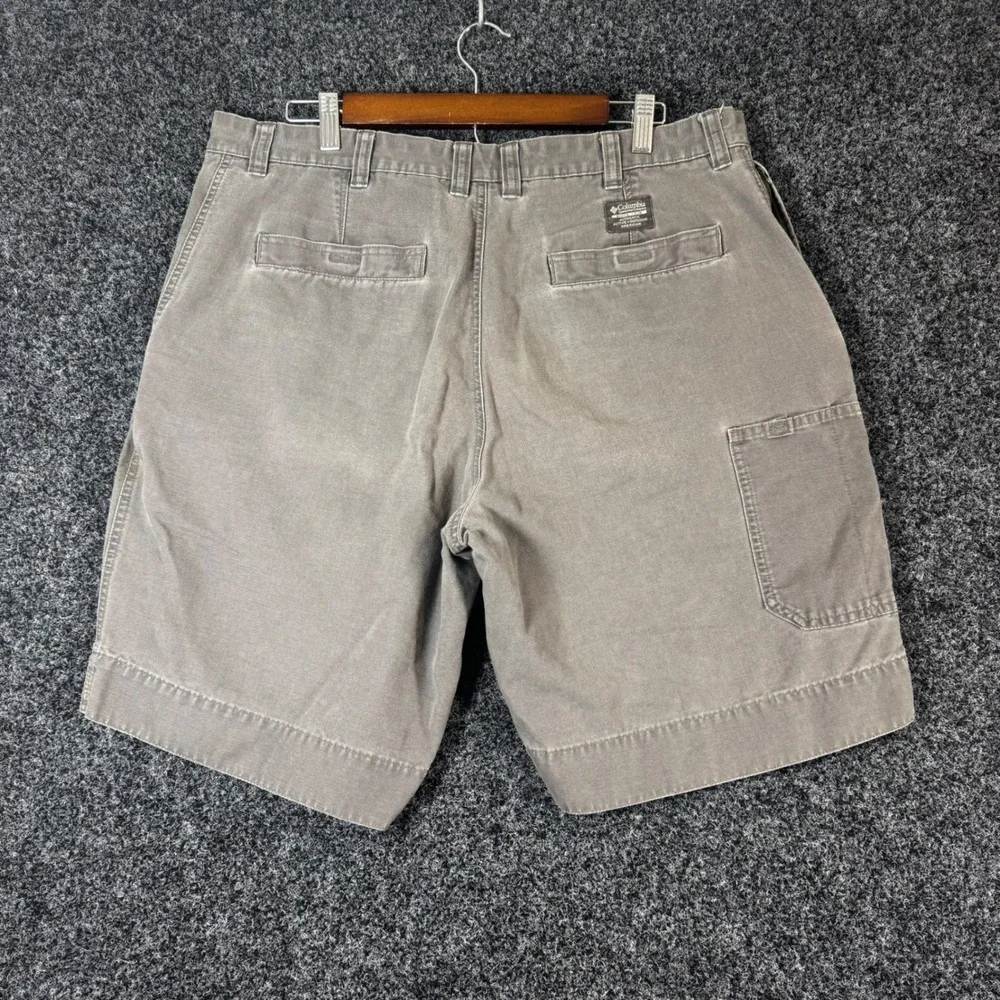 Columbia Mens Gray Canvas Utility Shorts Size 38 Cotton Hiking Cargo AM4194
